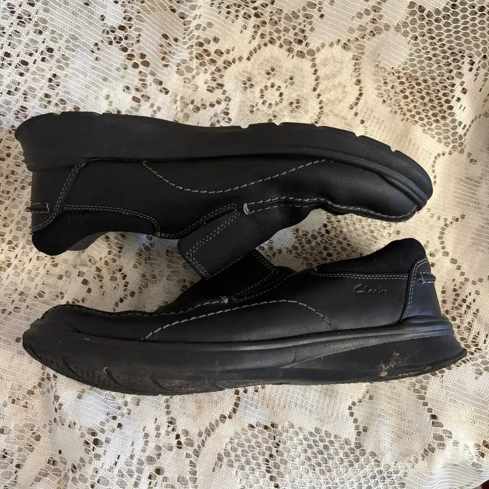 Clarks Cotrell Step Men's US 8 Black leather Loafers Shoes
